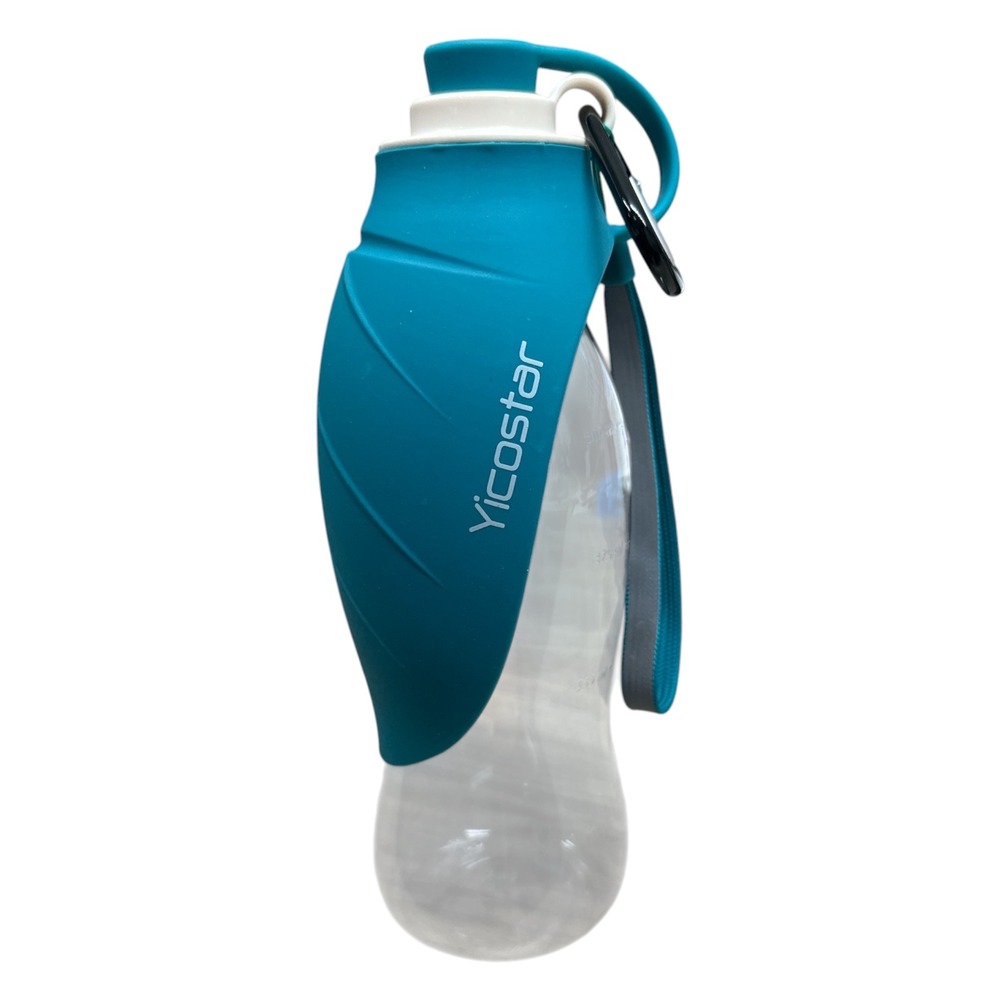 Yicostar Dog or Cat Water Bottle Portable Pet Travel Bowl 500ml Bottle Teal Blue